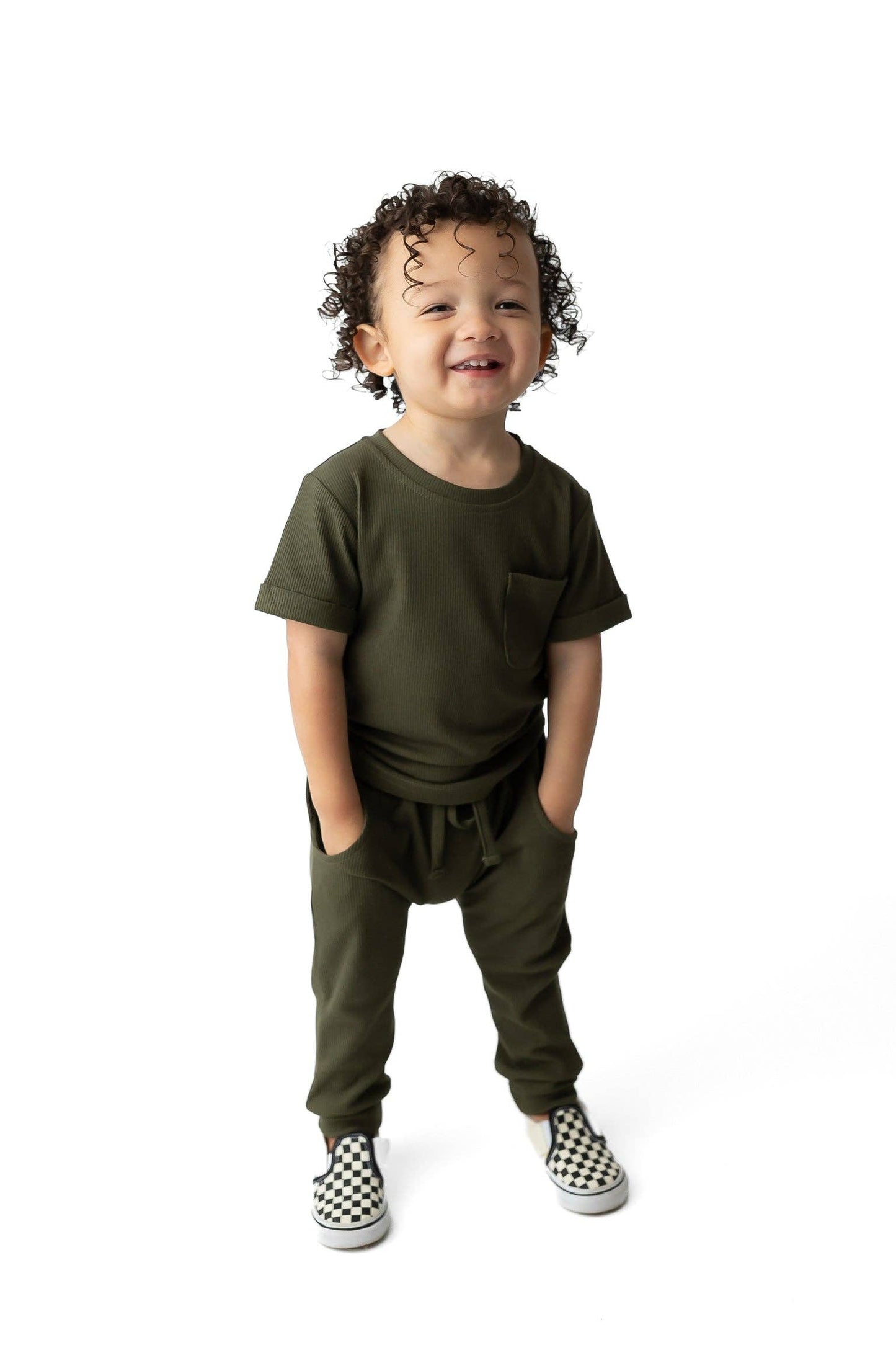 Bamboo Ribbed Pocket Tee - HUNTER