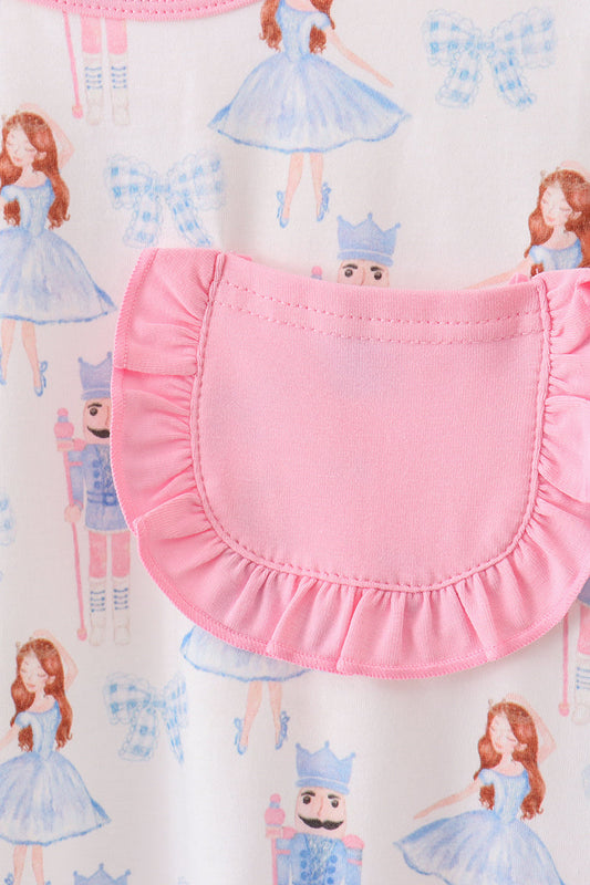 Pink bow nutcracker pants set