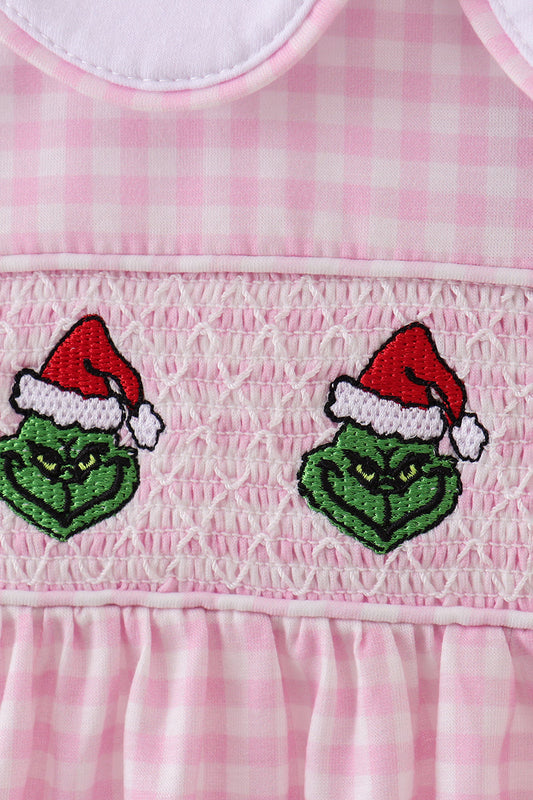 Pink grinch smocked dress