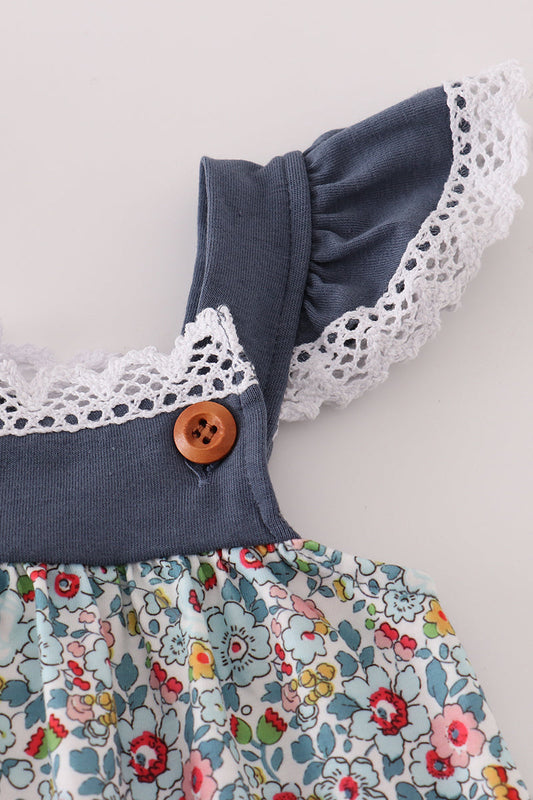 Blue meadow charm lace ruffle bubble