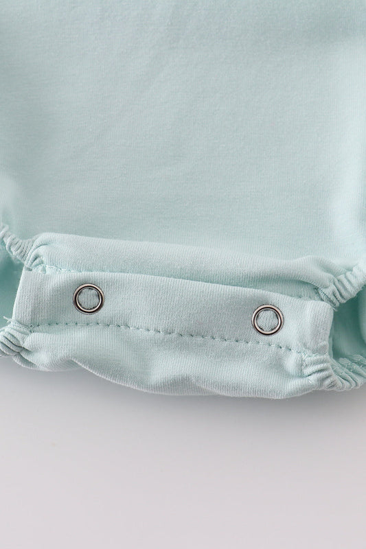 Blue bow pearl smocked bubble