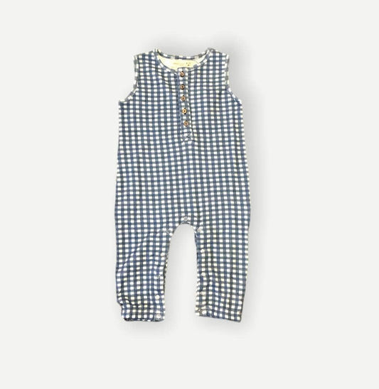EG Organic Tank Playsuit - Blue Gingham