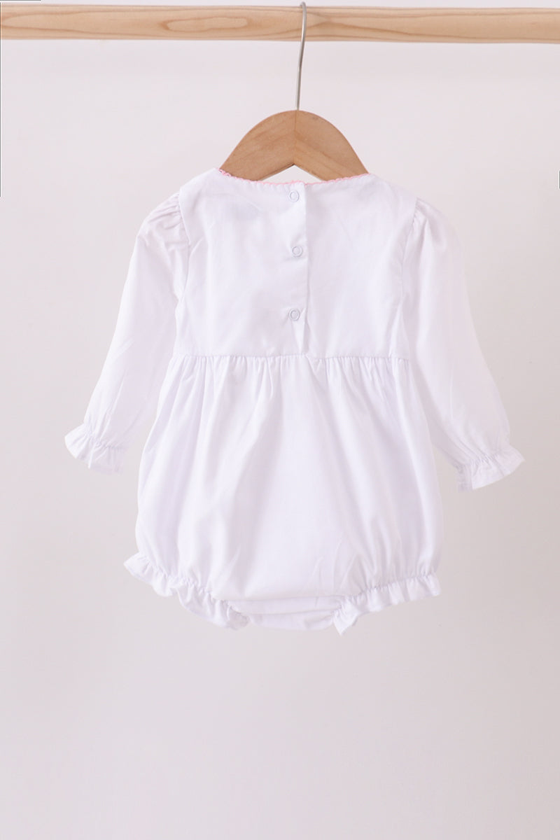 Premium white christmas tree embroidery ruffle bubble