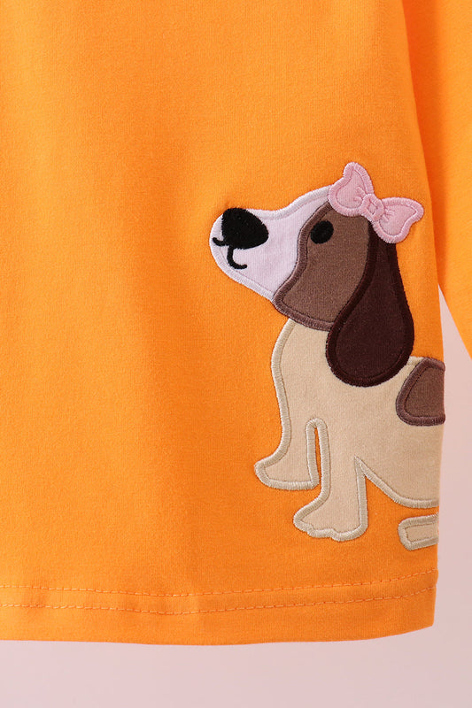 Premium Orange Tennessee puppy embroidery top
