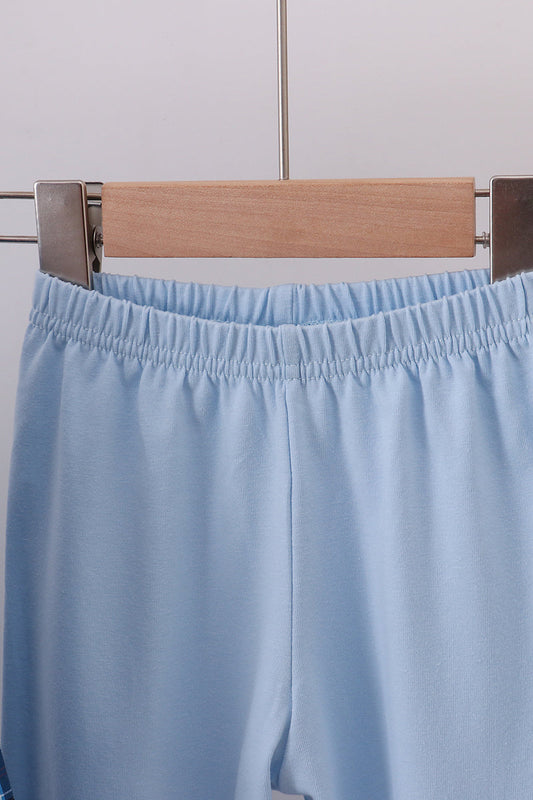 Navy nativity embroidery plaid ruffle pants set