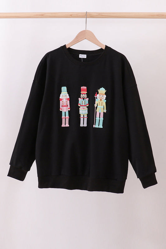 Black nutcracker embroidery mom &me top