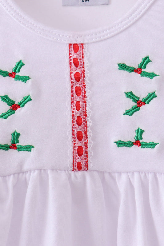 White holly embroidery bloomer set