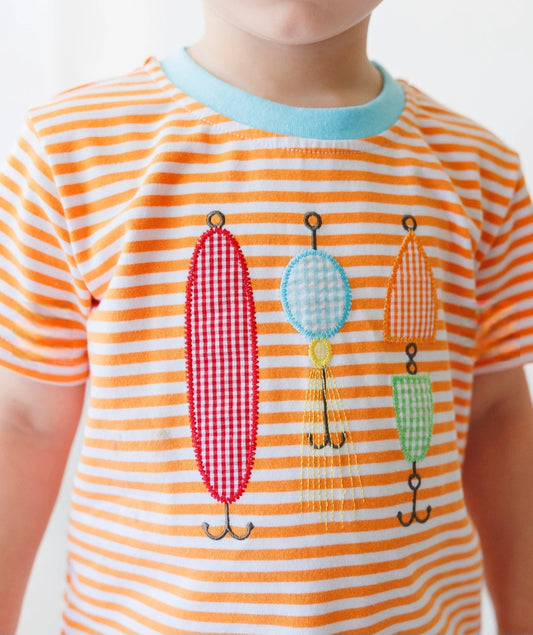 Fishing Lure Applique Short Set