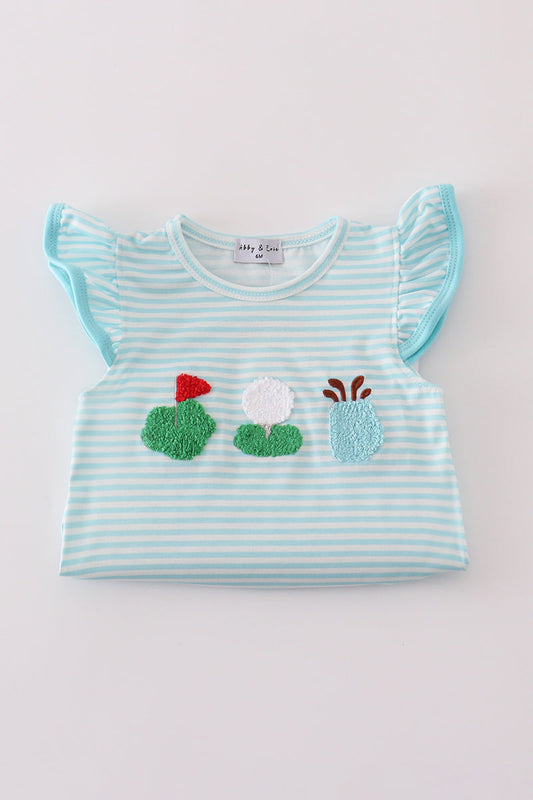 Blue Stripe French Knot Golf Ruffle Bubble