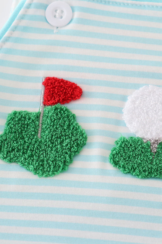 Blue Stripe French Knot Golf Jonjon