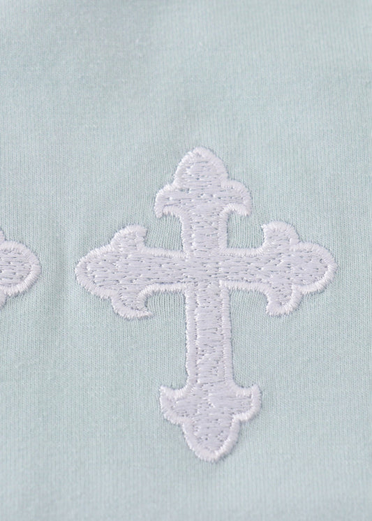 Blue|Mint Embroidered Crosses Bubble