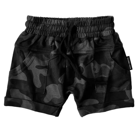 Bamboo Short Sleeve Hoodie + Harem Shorts SET - Black Ops