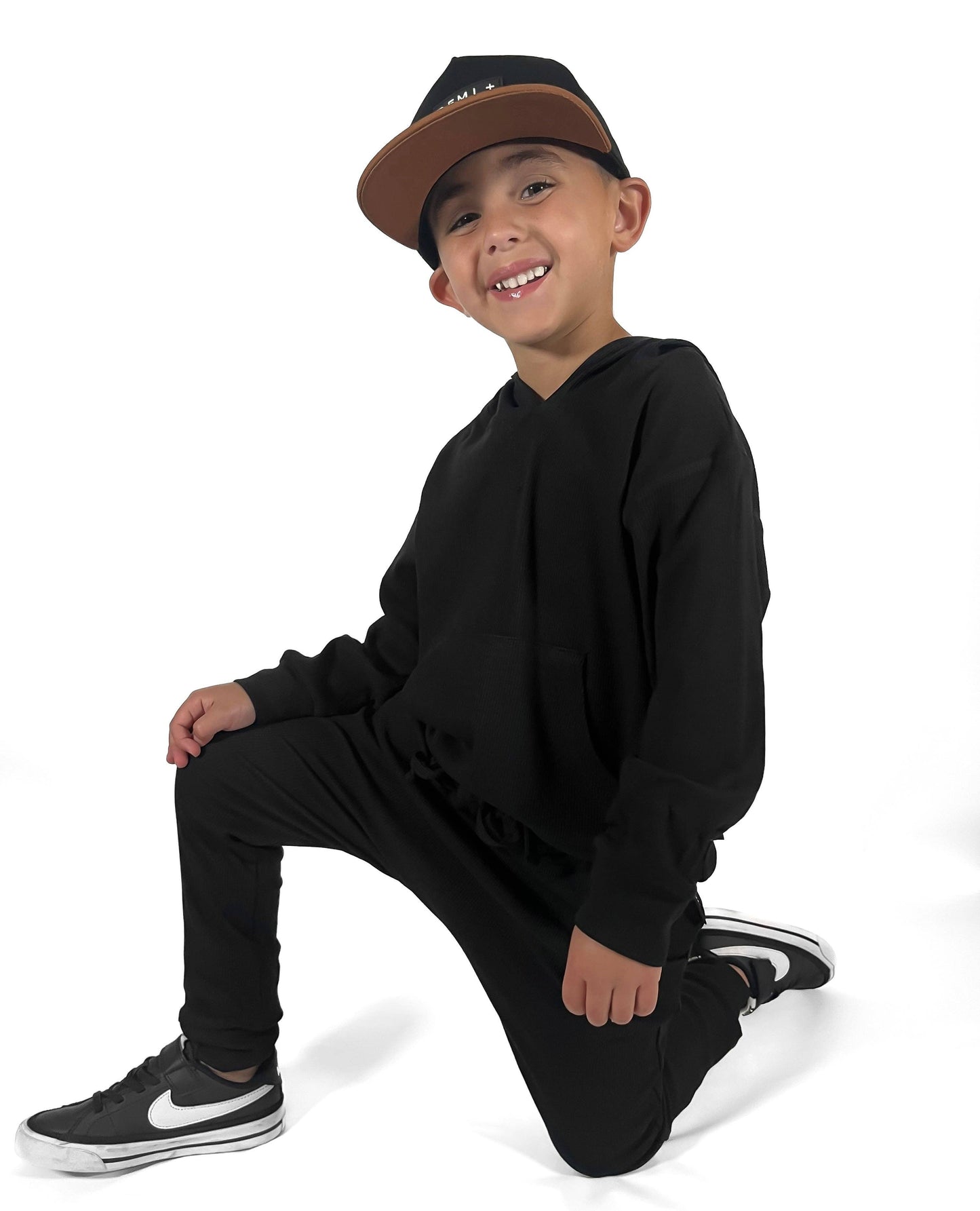 Bamboo Ribbed Joggers - BLACK