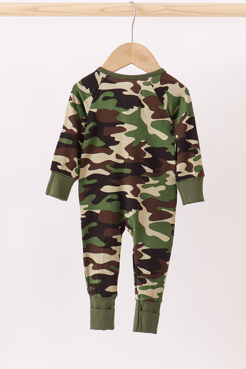 Classic Camo bamboo zipper romper