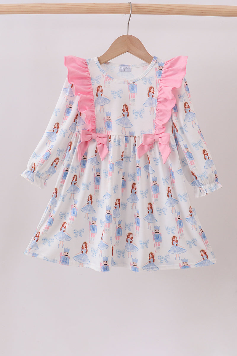Pink bow nutcracker ruffle dress
