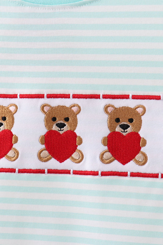 Blue bear embroidery top