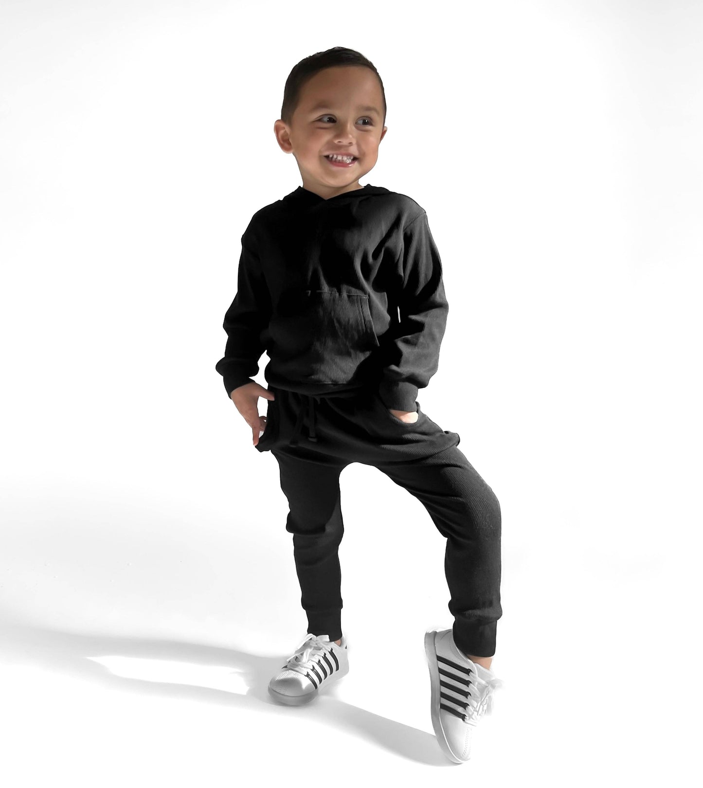 Bamboo Ribbed Joggers - BLACK