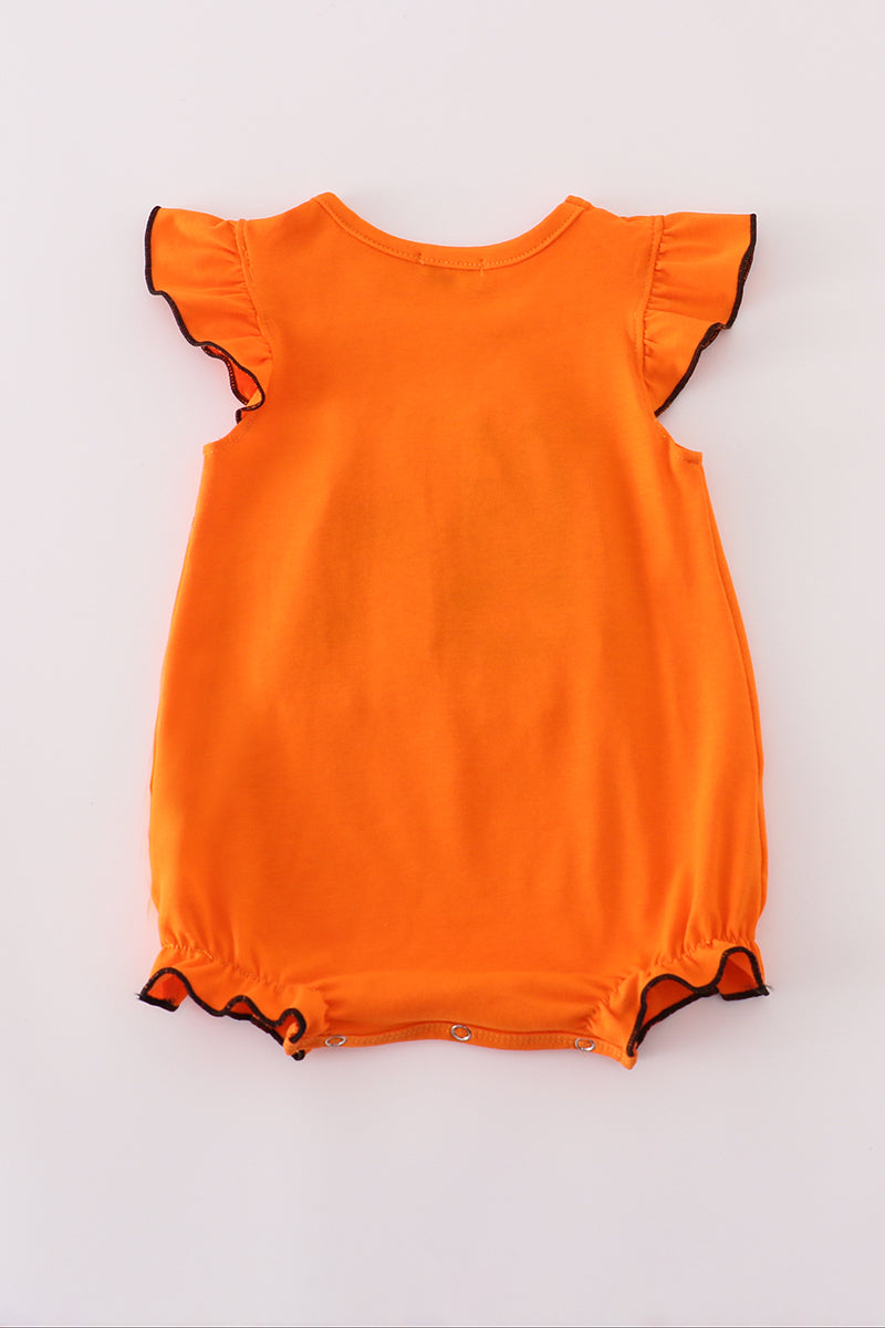 Orange halloween bluey french knot ruffle bubble