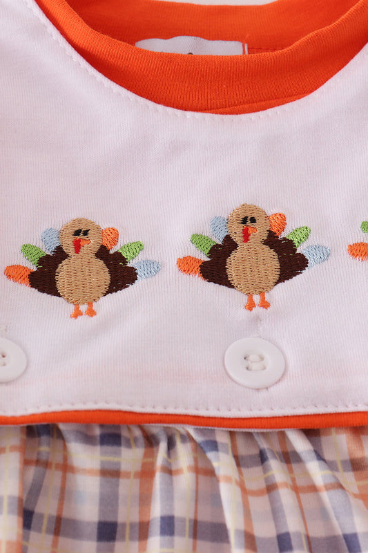 Orange turkey embroidery bubble set