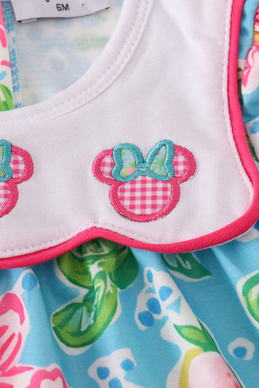 Green floral character applique bloomer set