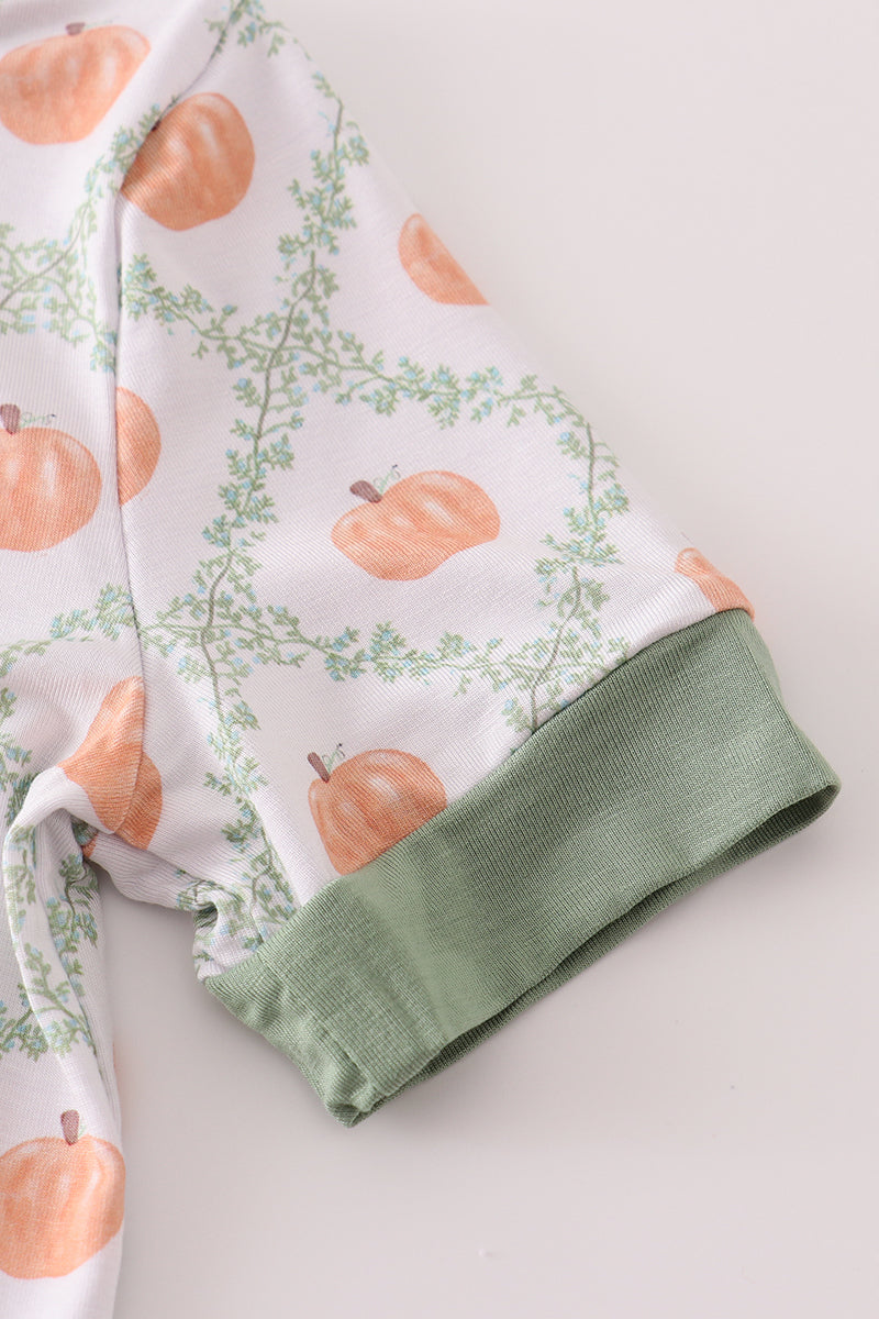 Green pumpkin bamboo pajamas set