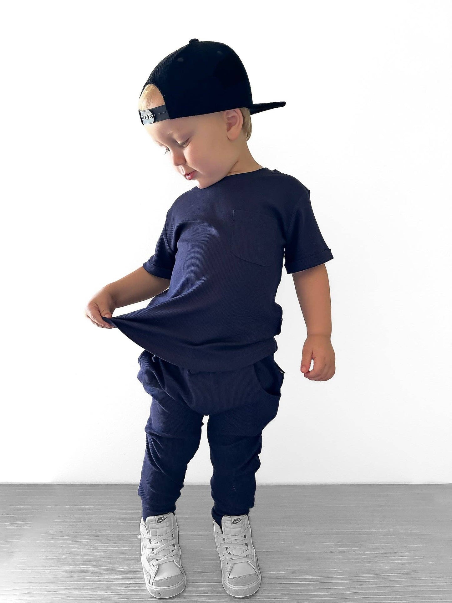 Bamboo Ribbed Pocket Tee - NAVY