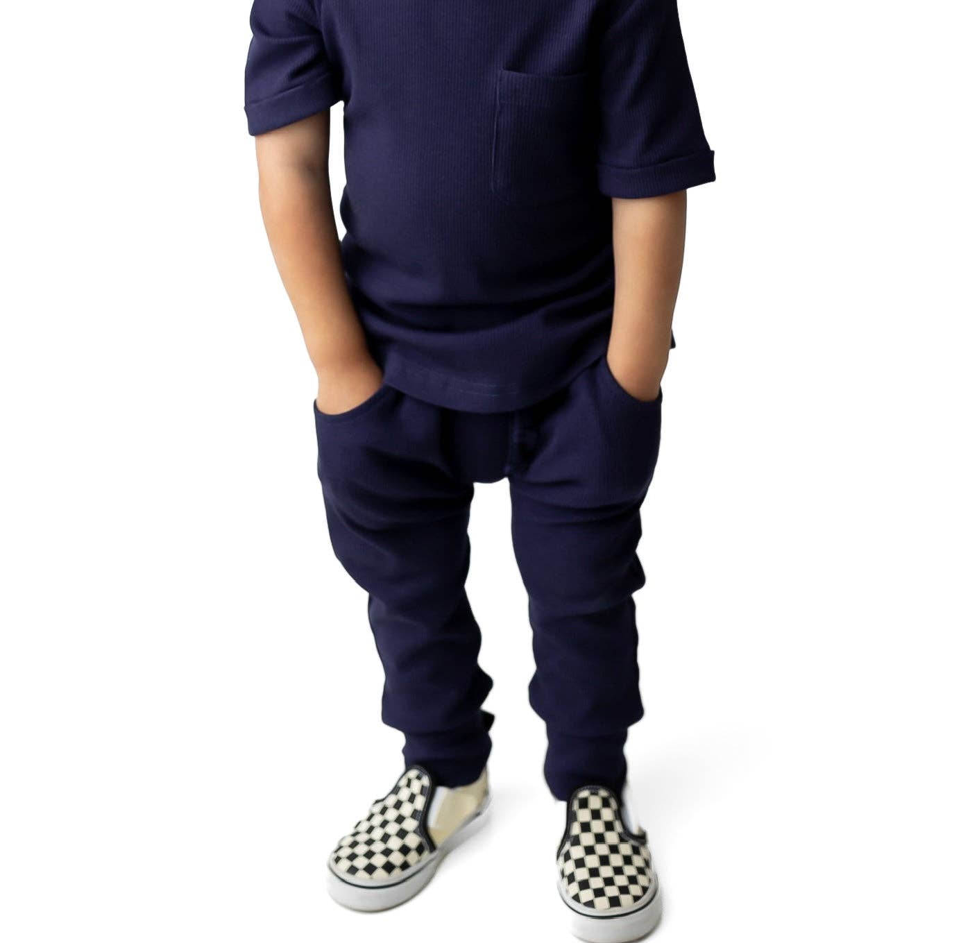 Bamboo Ribbed Pocket Tee - NAVY