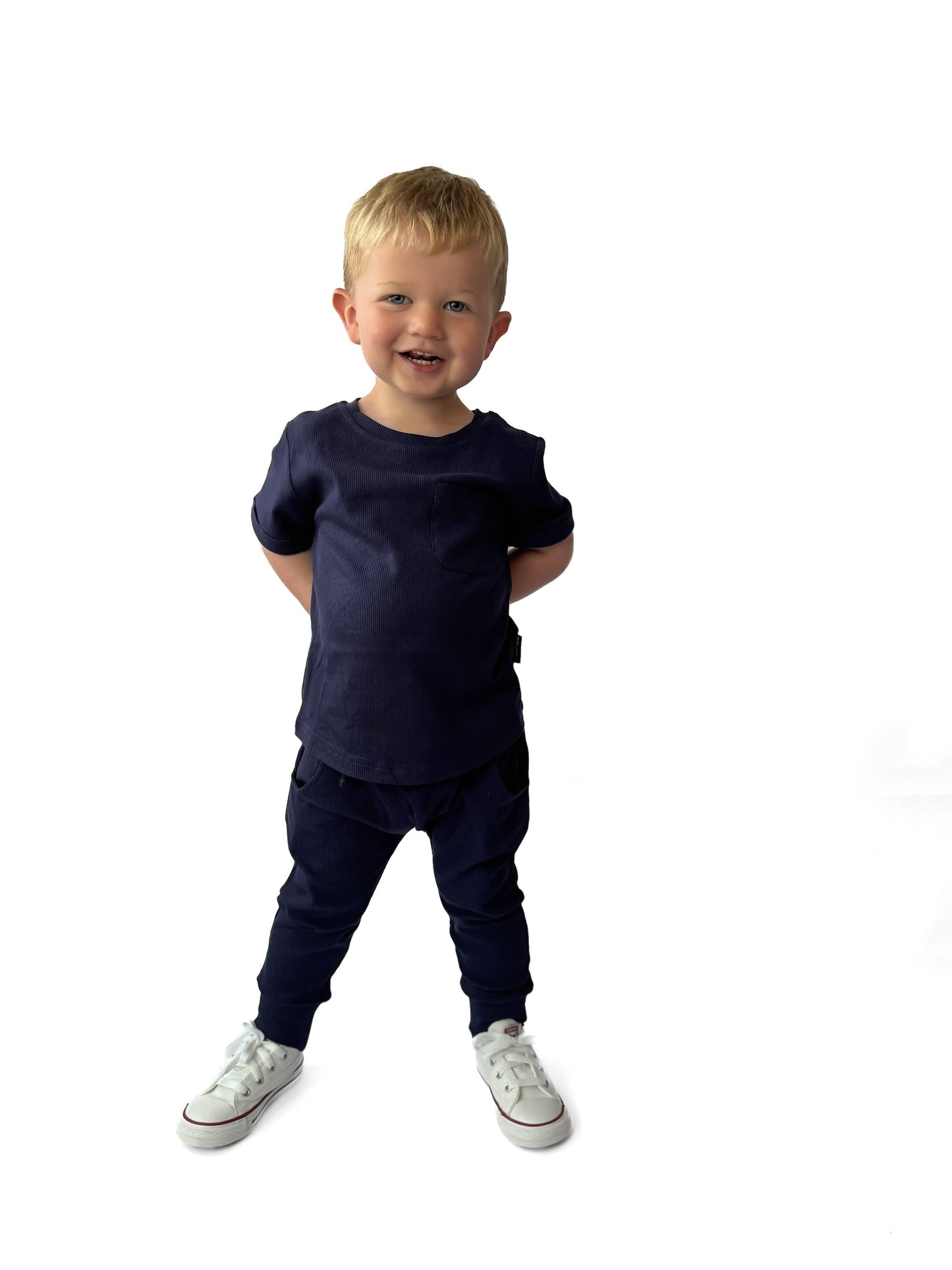 Bamboo Ribbed Pocket Tee - NAVY