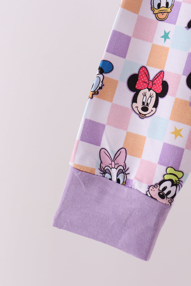 Premium purple character print bamboo pants set