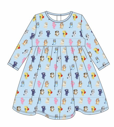 Premium blue character print bamboo dress