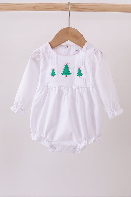 Premium white christmas tree embroidery ruffle bubble