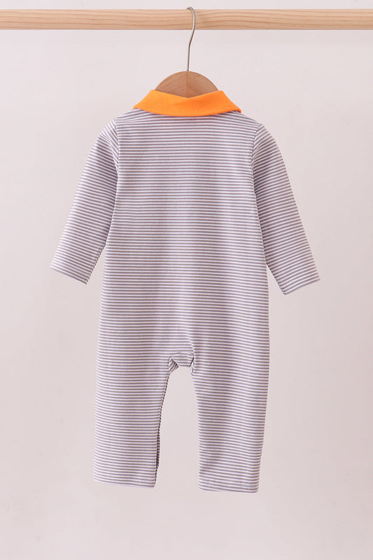 Premium Gray Tennessee Puppy embroidery stripe romper