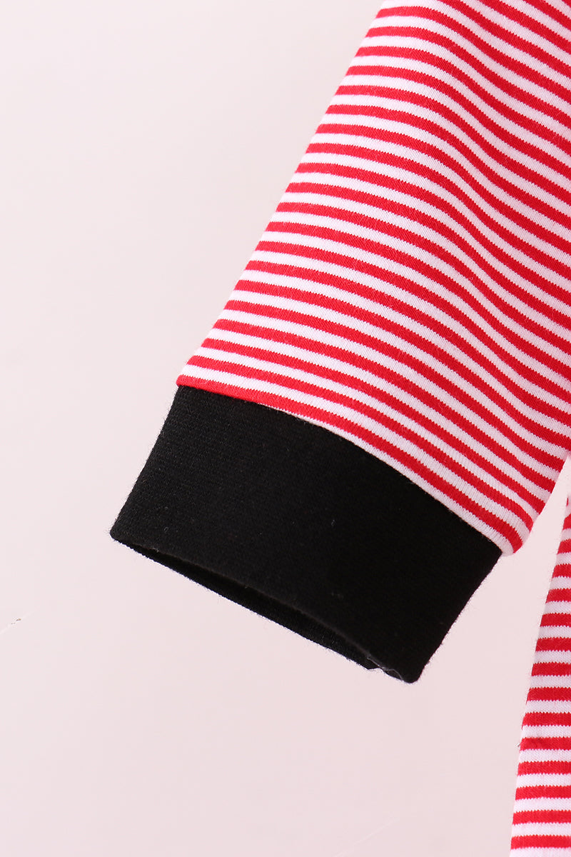 Premium Red Georgia stripe bulldog romper