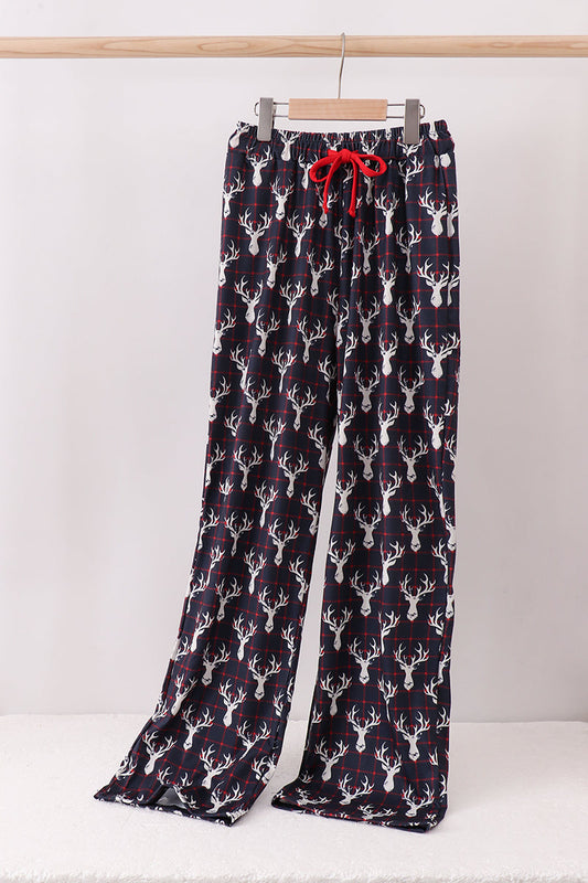 Navy deer print mom pajamas pants
