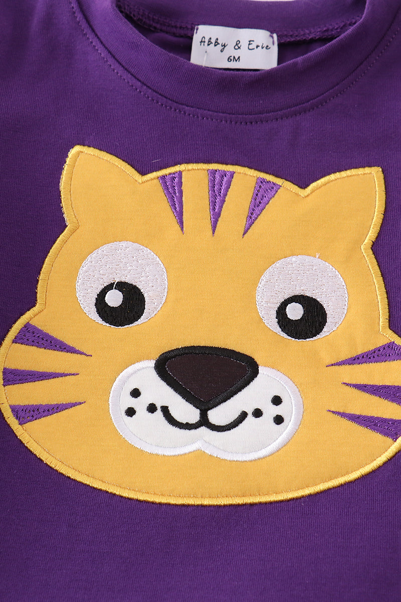 Purple gold LSU applique bloomer set