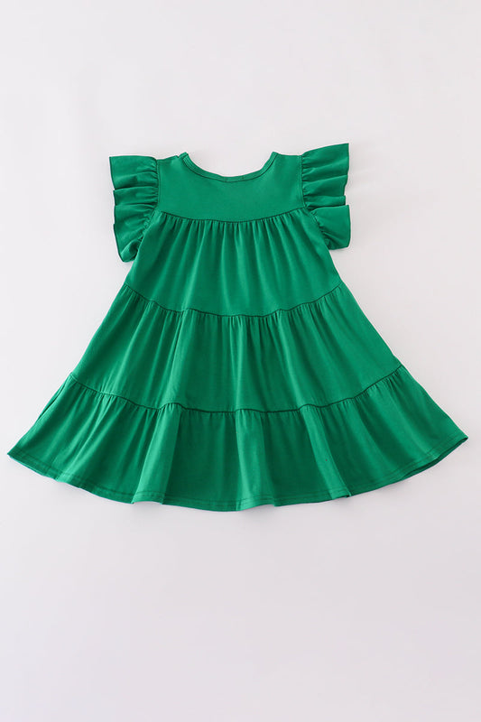 Green christmas sequin tiered girl dress