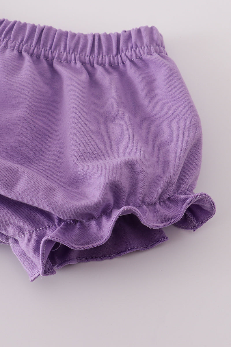 Lavender ribbon lace embroidery gingham bloomer set