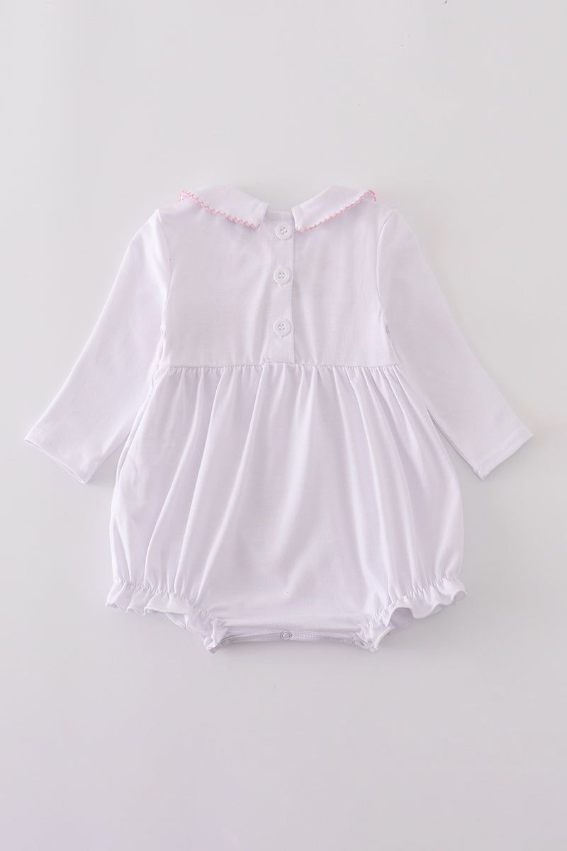 Pink bow smocked bubble