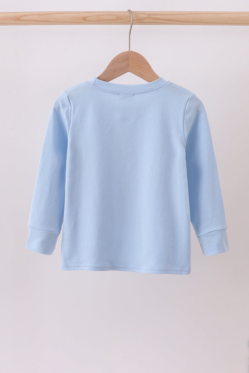 Blue car embroidery top