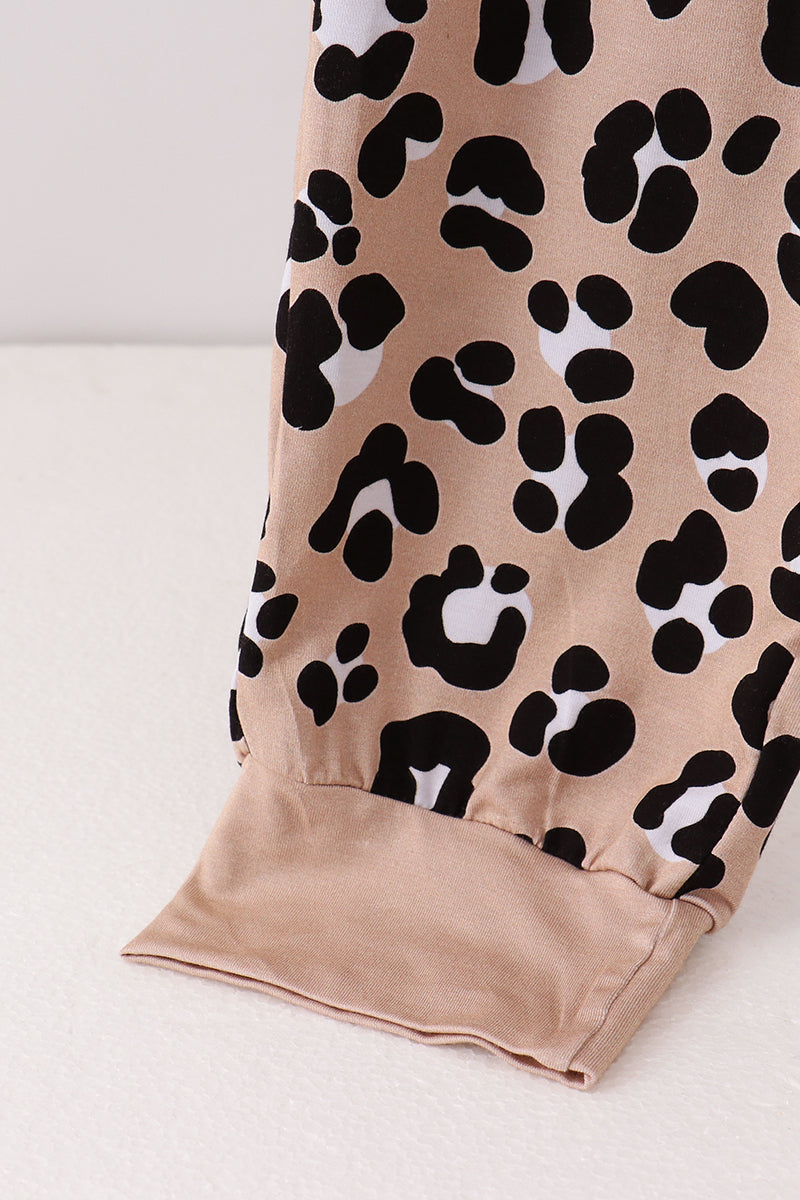 Brown leopard bamboo mom pajama pants