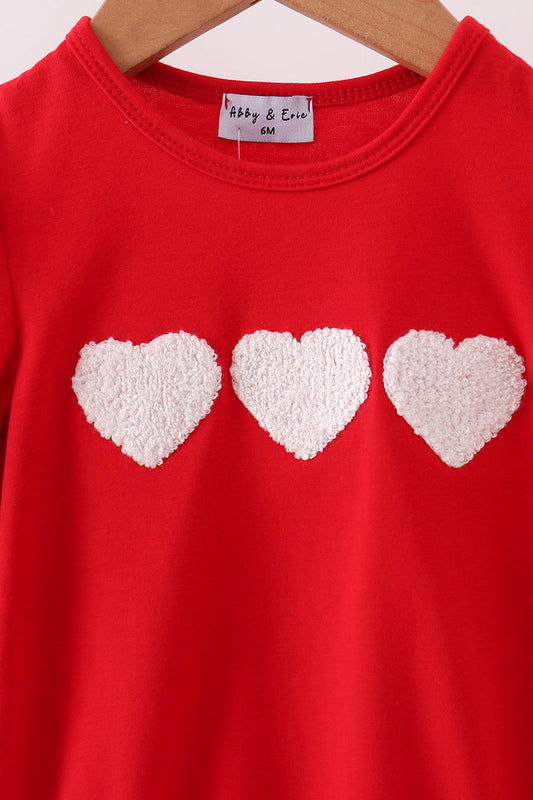 Red heart french knot bow bubble