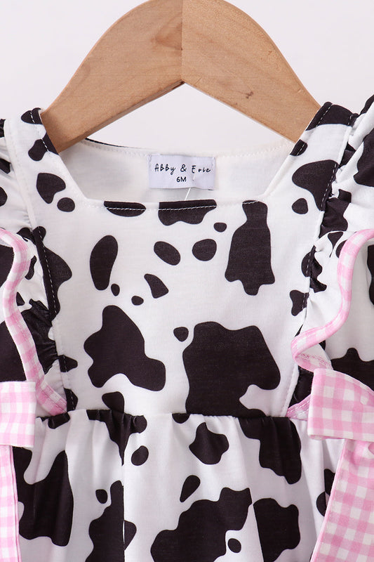 Black cow bow ruffle bubble