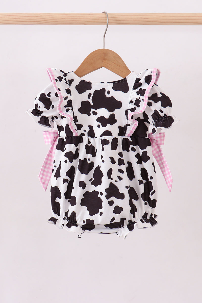 Black cow bow ruffle bubble