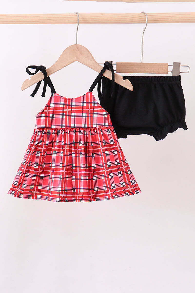 Arkansas applique plaid bloomer set