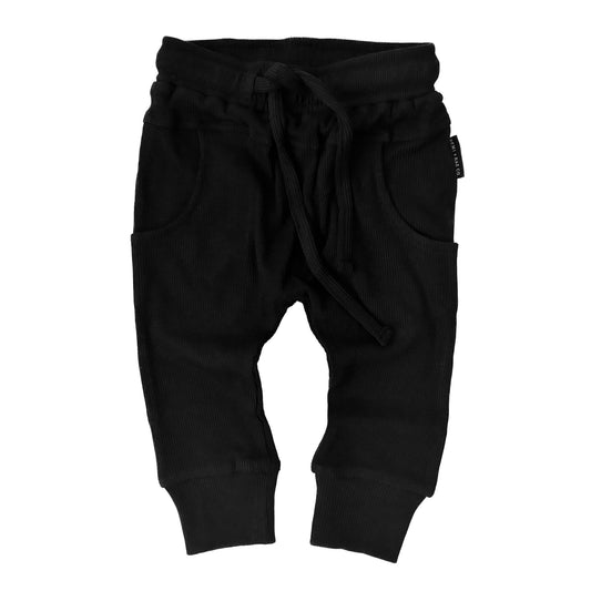 Bamboo Ribbed Joggers - BLACK