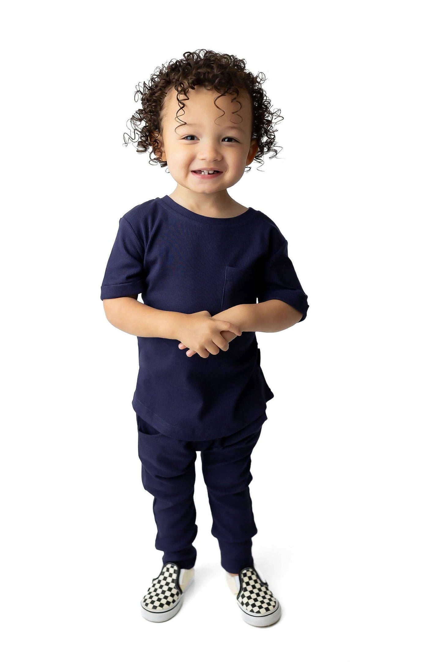 Bamboo Ribbed Pocket Tee - NAVY