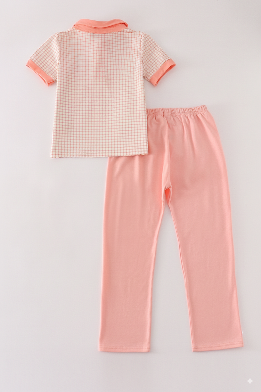 Orange plaid boy set