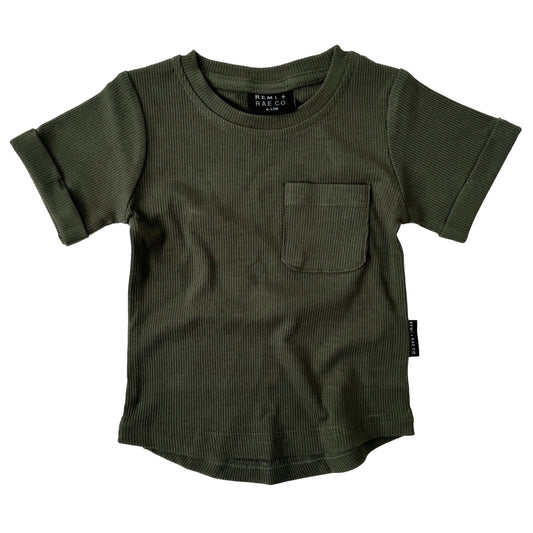 Bamboo Ribbed Pocket Tee - HUNTER