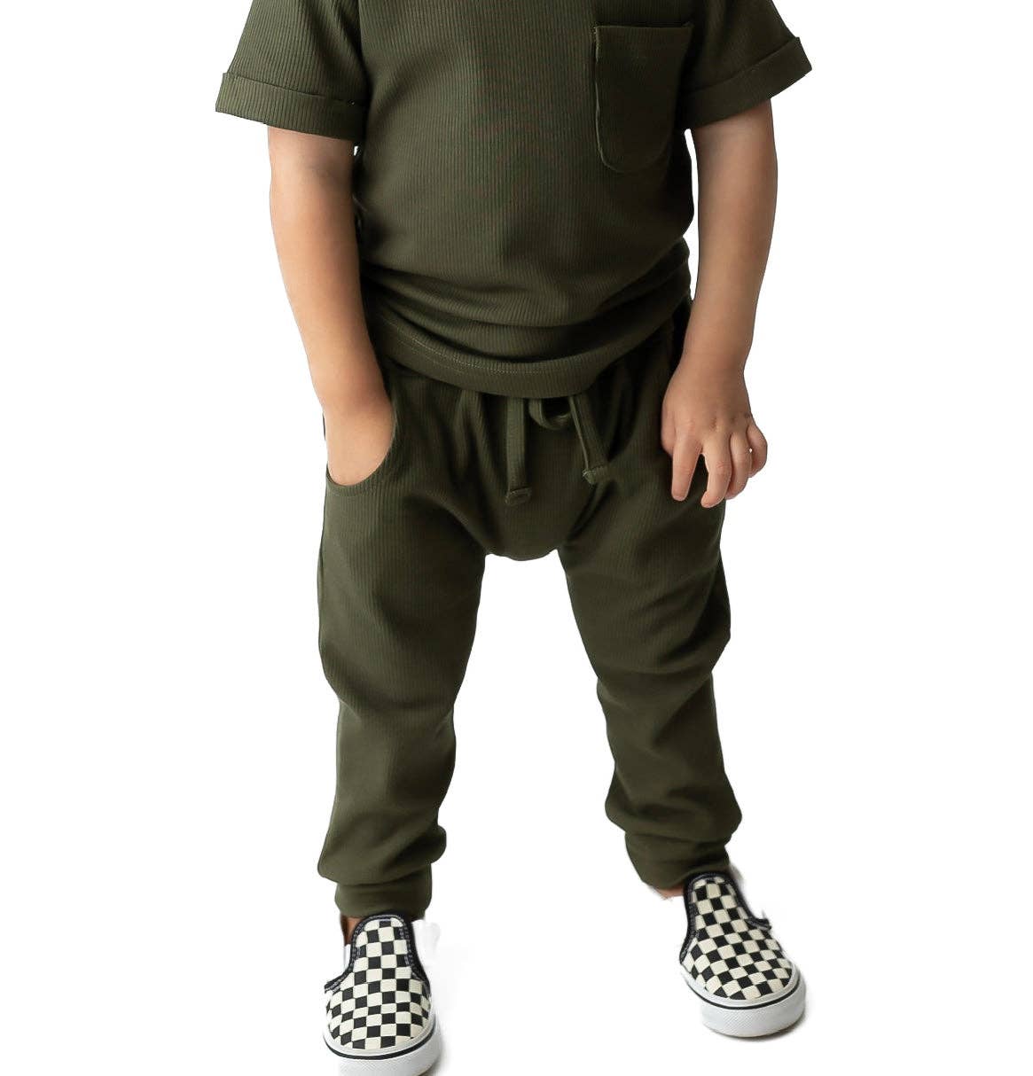 Bamboo Ribbed Pocket Tee - HUNTER