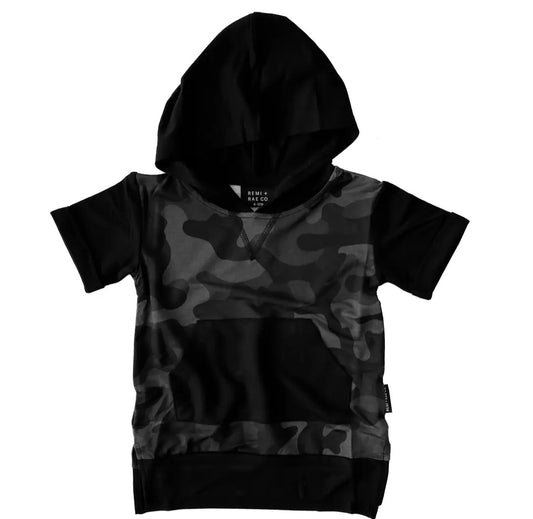 Bamboo Short Sleeve Hoodie + Harem Shorts SET - Black Ops